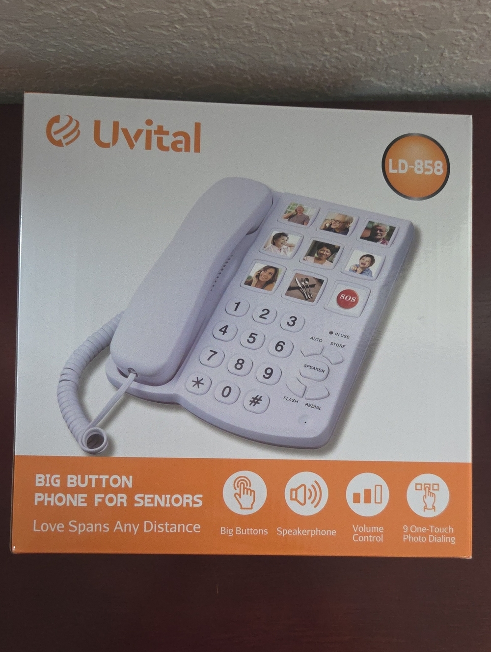White Big-Button Landline Phone with Photo Dialing - LD-858